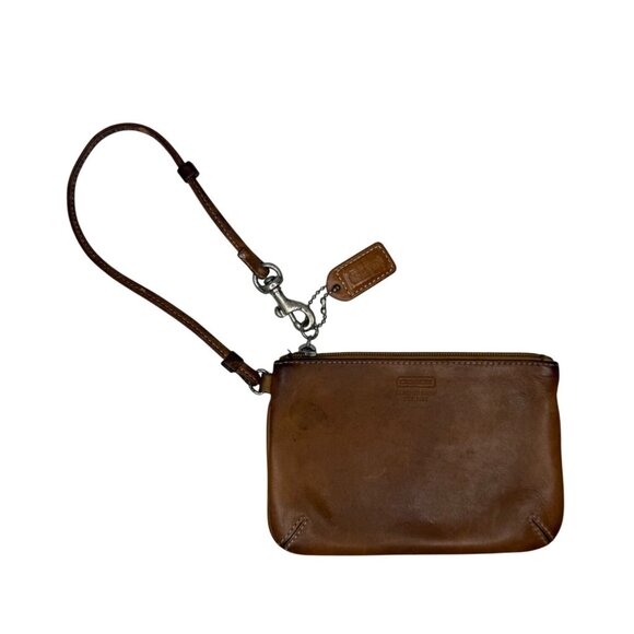 Vintage Coach Leather Wristlet Wallet Caramel Brown Patina - Picture 1 of 8